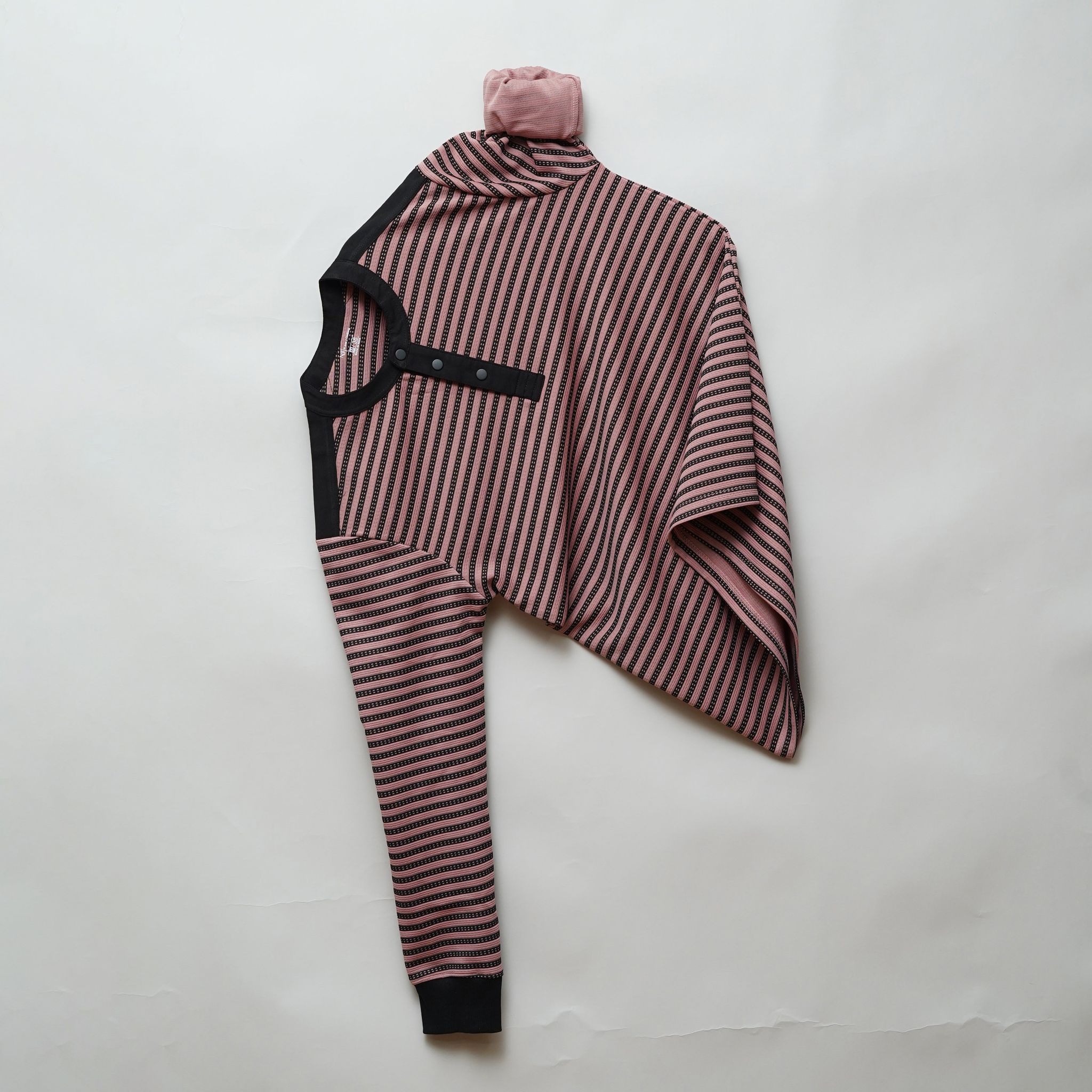 Rose Gold | Henley Neck Striped T-Shirt | Full Sleeve-M