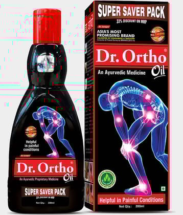 Dr.Ortho Ayurvedic Pain Relief Oil For Joints Pain, Knee & Back Pain 200Ml- Super Saver Pack