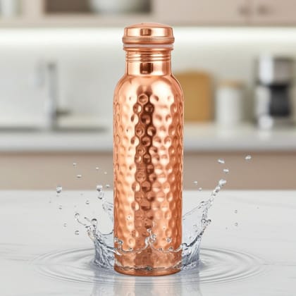 Hammered Pure Copper Water Bottle 900 ML | Ayurvedic Drinkware , Height : 10.5 Inch (BCMAS079 B)