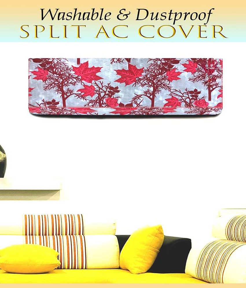 Crosmo Single Cotton Red AC Cover for Split AC