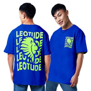 Leotude Men Blue Printed Cotton Blend T-Shirt