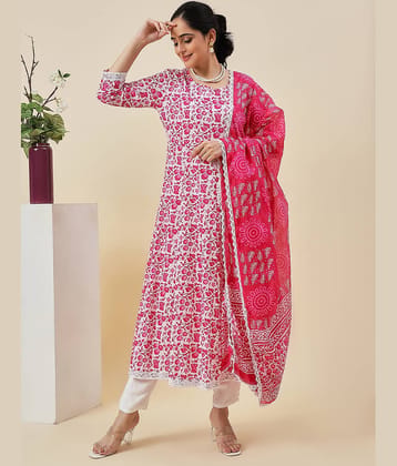 Royal Export Cotton Blend Printed Kurti With Pants Women's Stitched Salwar Suit - Blue ( Pack of 1 )