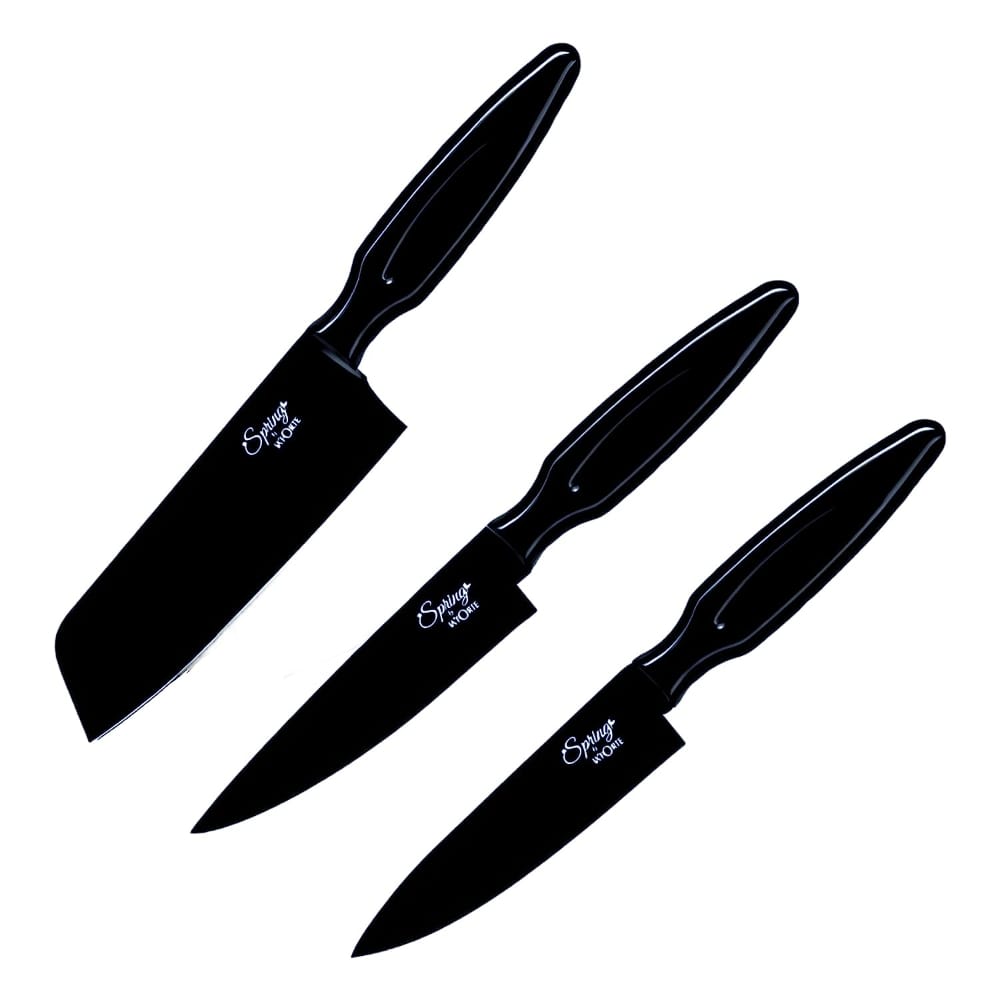 LA'FORTE Black Knife Set 3 Pieces Sharp Cooking Knife Set with Cleaver