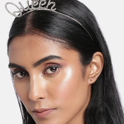 Women Silver-Toned Queen Crown Hairband