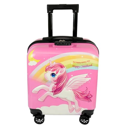 Storite 15 Inches Kids Trolley Bag Hard-Sided Polycarbonate Unicorn Print Spinner Suitcase Trolley Bags for Kid's Travel (Pink - 35 x 23 x 38 Cm)