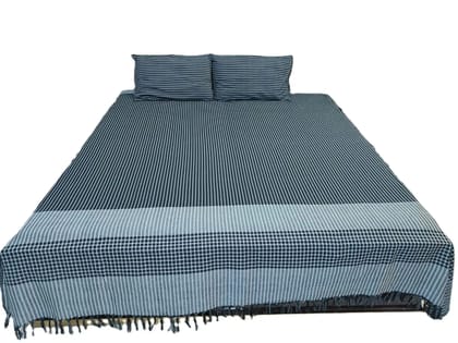 Dhaga Vishwas Ka Cotton Handloom Black Bedsheet with Pillow Covers