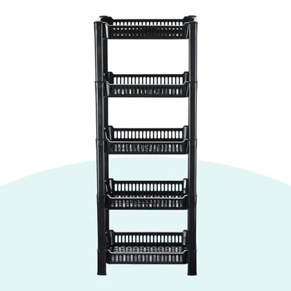 Kuber Industries Plastic 5-Layer Multipurpose Kitchen Organizer/Storage Floor Mount RackTiered Shelf