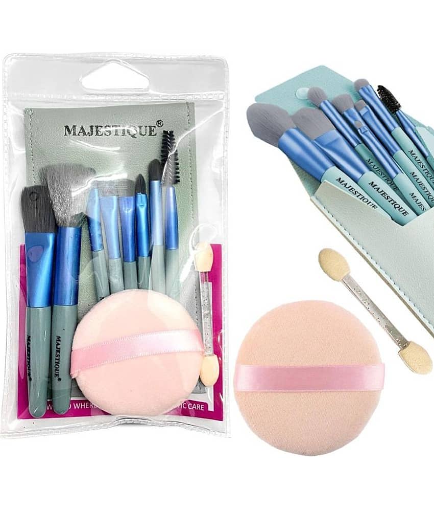 Majestique Makeup Brush Set with Powder Puff, Eye, and Face Makeup Brushes Set - Multicolor