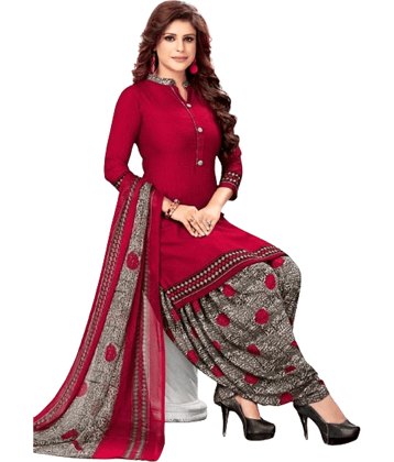 INDIAN SILKS Unstitched Crepe Printed Dress Material - Red ( Pack of 1 )