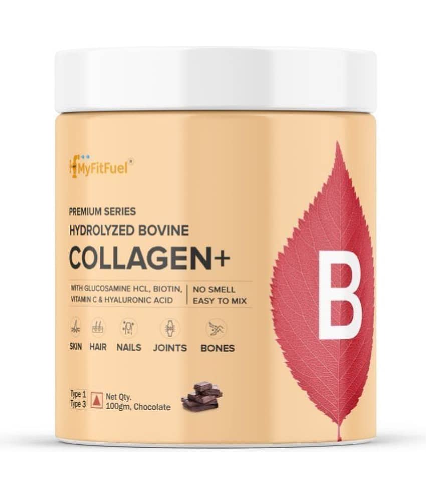 MyFitFuel Hydrolyzed Bovine Collagen with Hyaluronic Acid, Biotin, Zinc & Vitamin C. 100g, Chocolate