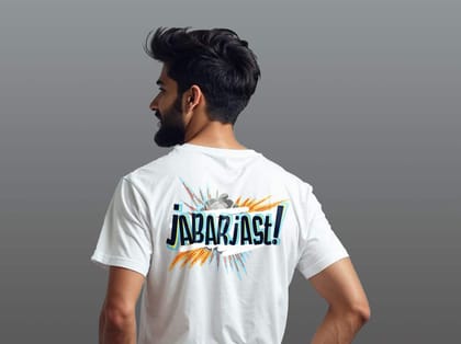 Taarak Mehta Ka Ooltah Chashmah| White Back Printed Regular Fit T-Shirts For Men (JABARJAST)