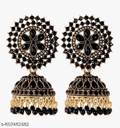Traditional Earrings For Women Cubic Zircnonia & Pearl Floral Designs Gold Plated Jhumka Drop Earrings For Women Girls Womens Jewellery