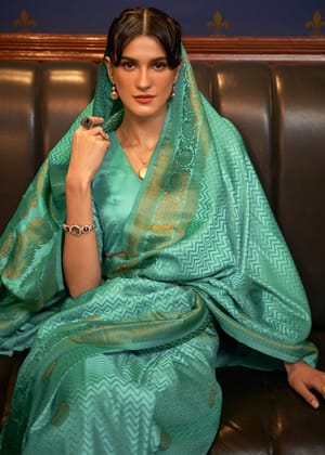 Ganges Green Woven Banarasi Silk Saree