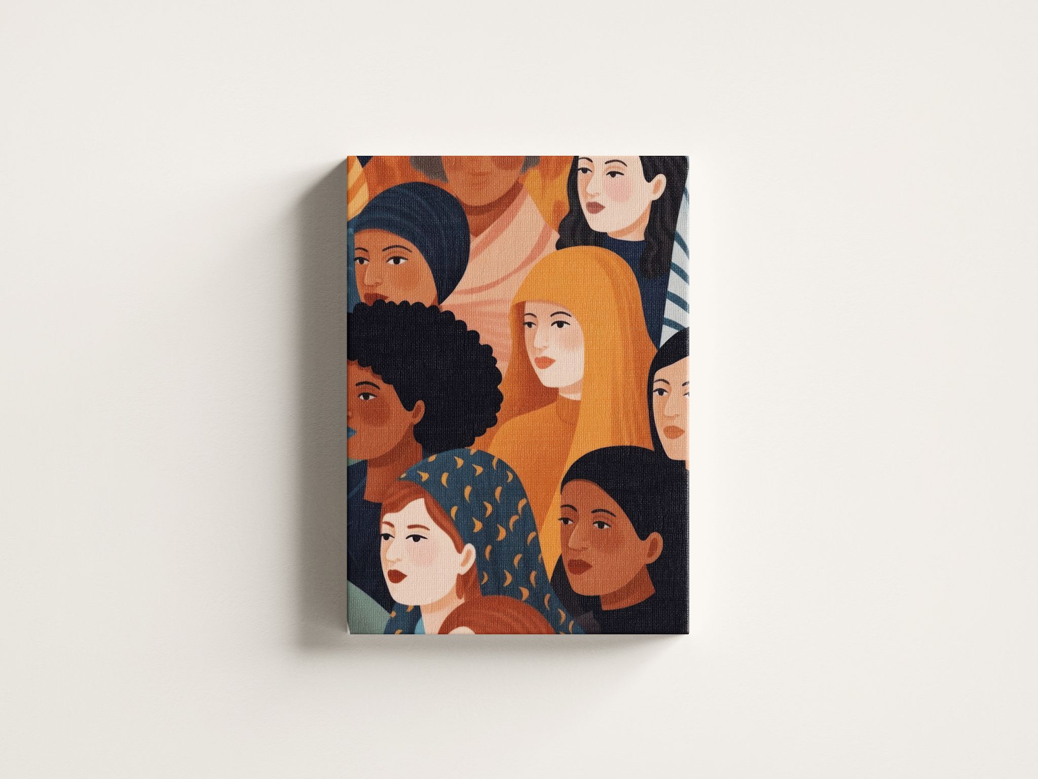 FURNISHUB Women of the World Canvas Art | Vibrant Orange Cultural Diversity Wall Art Painting | Wall Decor Painting | Gallery Wrapped Canvas Art Painting