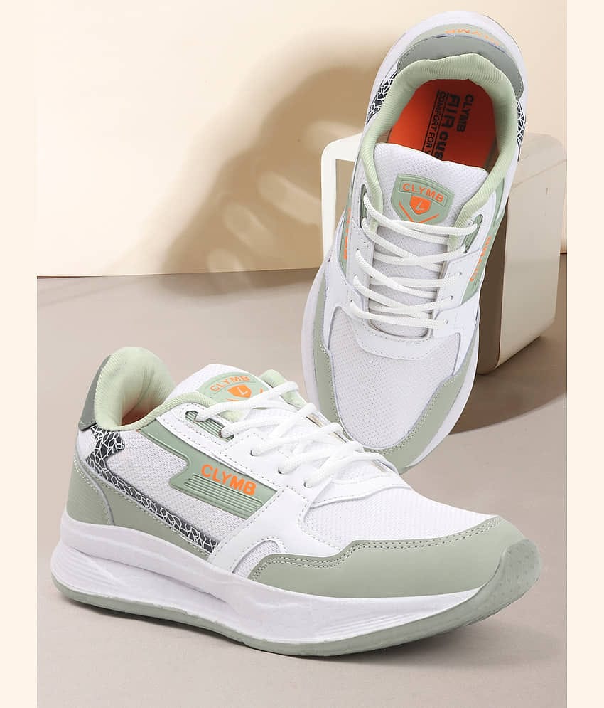 Clymb White Men's Sports Running Shoes