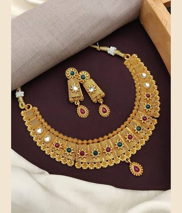 Shivay Fashion Golden Alloy Necklace Set ( Pack of 1 )