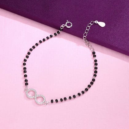 Sterling Silver Infinity Mangalsutra Bracelet-White Stone / Silver