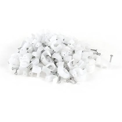 EHOP 100 Pcs 7mm Diameter Wire Fastener Circle Cable Clips with Metal Nail