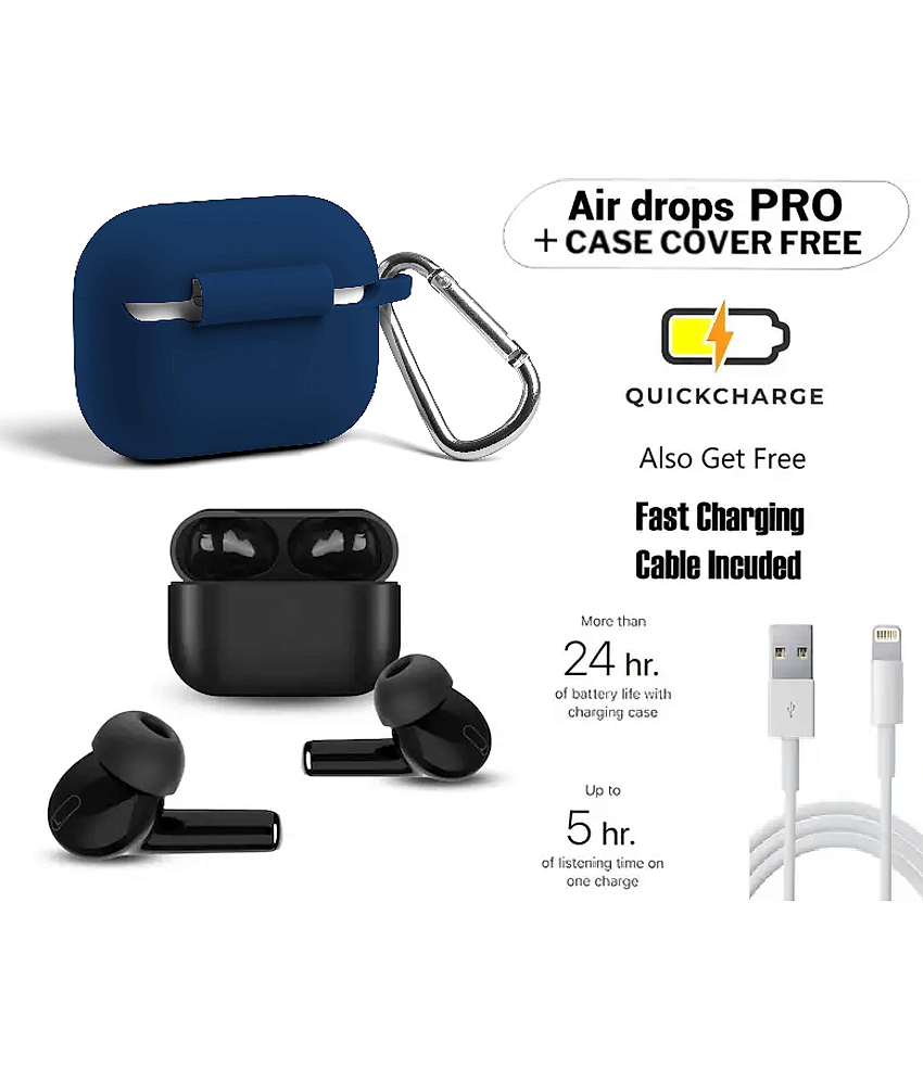 TWS Wireless Earbuds - Bluetooth 5.4, Deep Bass, 12H Battery, Wireless Audio with Mic, Sweatproof, for Gaming, Music Protection Case Cover Compatible with Air-dopes (Black)