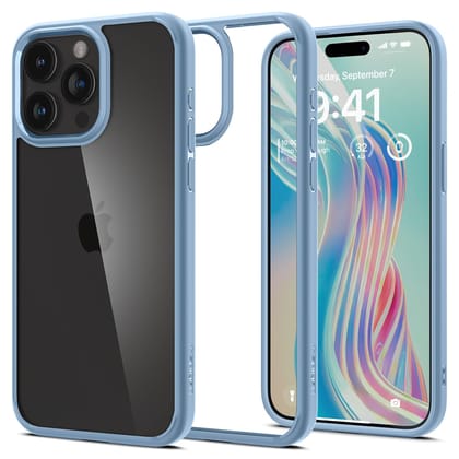 Spigen Ultra Hybrid Back Cover Case for iPhone 15 Pro Max, Durable Hybrid Structure, Air Cushion Technology - Polycarbonate + TPU | Sierra Blue Spigen Ultra Hybrid Back Cover Case for iPhone 15 Pro Max, Durable Hybrid Structure, Air Cushion Technology - 