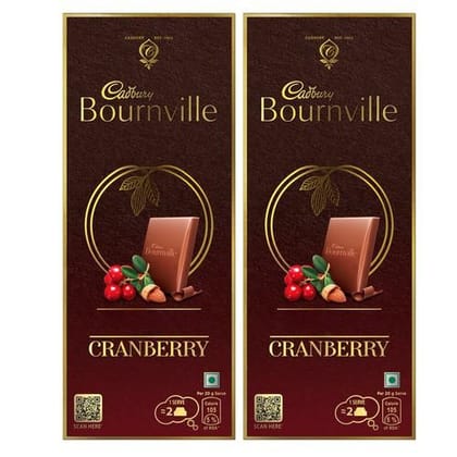 Cadbury Bournville Cranberry Dark Chocolate Bar, 2x80 g Multipack