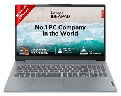 Lenovo IdeaPad Slim 3 Ryzen 7 5825U 15.6" (39.6cm) FHD Thin and Light Laptop (16GB RAM/512GB SSD/Integrated AMD Radeon Graphics/Windows 11/Office Home 2024/Grey/1.6Kg), 82XM0114IN Lenovo IdeaPad Slim 3 Ryzen 7 5825U 15.6" (39.6cm) FHD Thin and Light Lapt