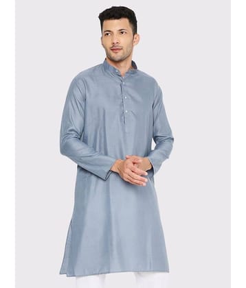 Maharaja - Grey Cotton Blend Men's Regular Kurta ( Pack of 1 )