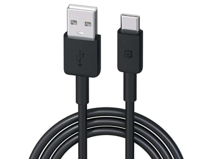 *Summer Sale* Portronics Konnect Link- 3A USB to Type C Cable Durable TPE Cable, Fast Charging & Data Sync, 1 Meter Portable Cable - Black