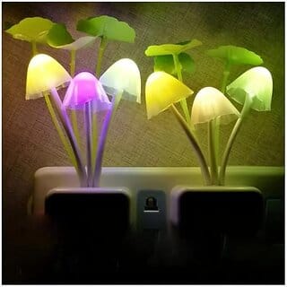 GLUN Magic 3D LED Night Lamp with Plug Smart Sensor auto On/Off and Color Change Mushroom Flowers Beautiful Illumination