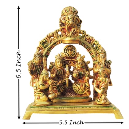 Brass Ram Parivar / Ram Darbar Idol Statue | Traditional Hindu God Murti, Height : 6.5 Inch (BSMAS131 H)