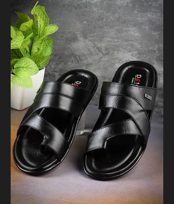 Action Black Men's Leather Slipper