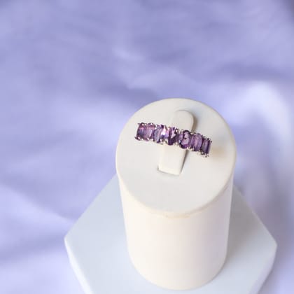 Amethyst Half Band Ring-US 8