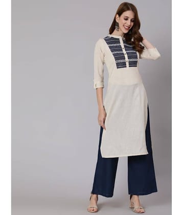 Antaran - White Cotton Blend Women's Straight Kurti ( Pack of 1 )