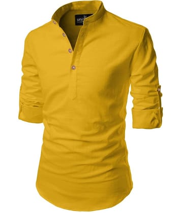UNI VIBE Sky Blue Cotton Blend Men's Shirt Style Kurta ( Pack of 1 )