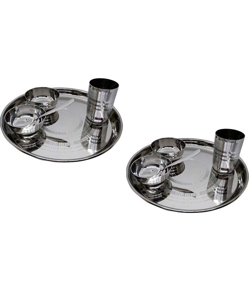 Dynore 10 pcs Dinner set White Stainless Steel Dinner Set ( Pack of 10 )