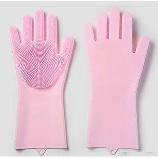 Aeoss Reusable Silicone Cleaning Brush Scrubber Gloves Heat Resistant Cleanning Gloves for Kitchen, Bathroom, Household