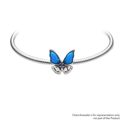 Blue Butterfly charm | 925 Silver charms for Bracelets / Chain-Free / Silver / Modern