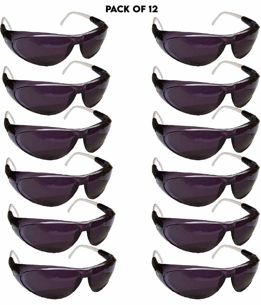 Sun100 Black Men's and Women's Safety Goggles (Pack of 12) Glasses for Biking, R Safety Goggles