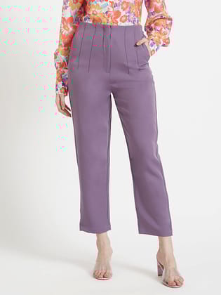 Women'S Luxury Banana Crepe Burlwood Skin Fit Multi Pleated Trouser-28