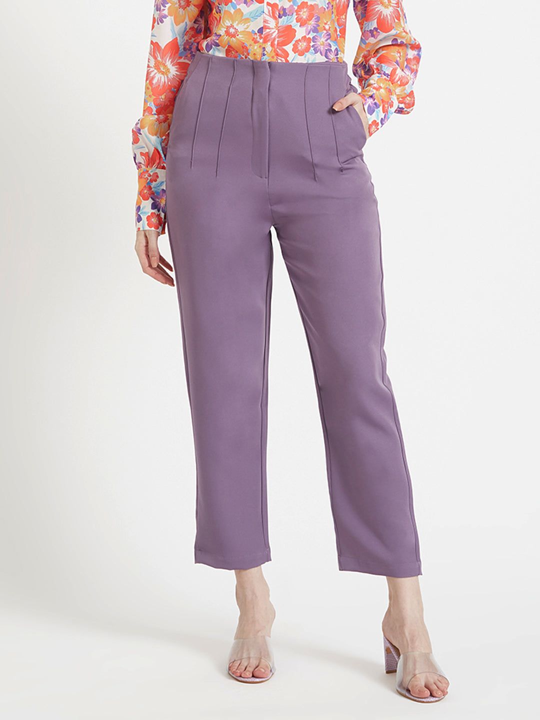 Women'S Luxury Banana Crepe Burlwood Skin Fit Multi Pleated Trouser-28