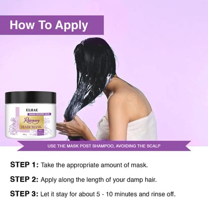 ELHAE Rosemary Hair Mask for Damage Recovery � Deep Conditioning & Nourishment for Healthier, Stronger Hair � 100% Pure & Natural, 100g