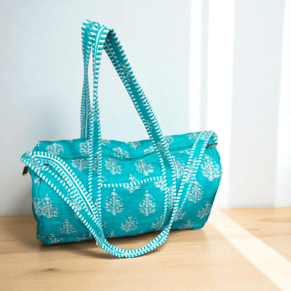 Quilted Duffle Bag- Turquoise