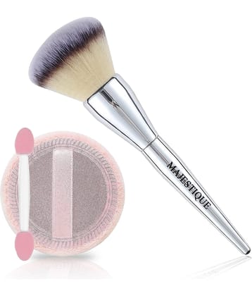 Majestique Cushion Powder Puff With Large Foundation Brush Blending Liquid, Cream And Powder