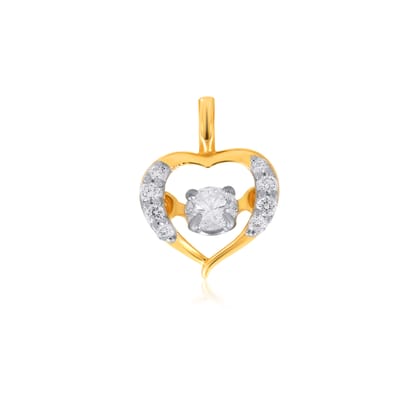 Senco Gold Love Connection Solitaire Pendant (1.6 gram / 0.16 Ct / HI-SI / 18K Yellow Gold)