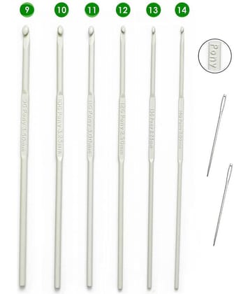 M.G Enterprise Pony Aluminum Crochet Hook Knitting Needles for Sewing Craft Set of 6- Number 9,10,11,12,13,14
