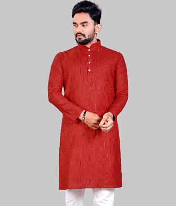 YUG ART - Blue Cotton Blend Men's Regular Kurta ( Pack of 1 )