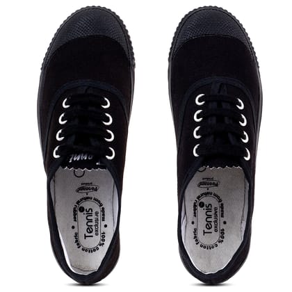 SCHOOL BIRDS Tennis Shoe for Adult Boys and Girls | PT Canvas Uniform School Shoe (Color - Black) by Pee Aar Industries