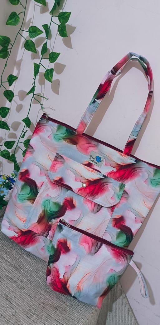 Floral Elegance Tote & Pouch Set