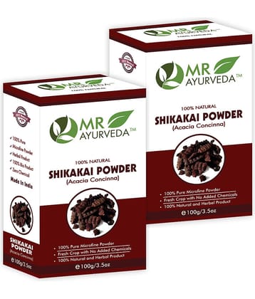 MR Ayurveda 100% Herbal Shikakai Powder for Healthy Hair Scalp Treatment 200 g Pack of 2