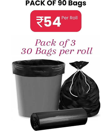 Arni Black Oxo Biodegradable Garbage Bags (19 x 21 inch), Medium, Pack of 3 (30 pieces each)